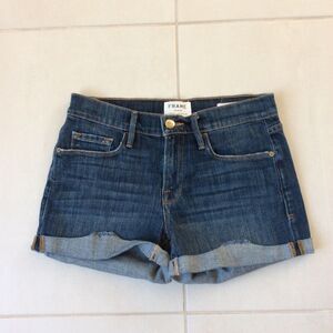Frame Denim Jean Shorts Le Cutoff Cuffed Low Rise Stretch